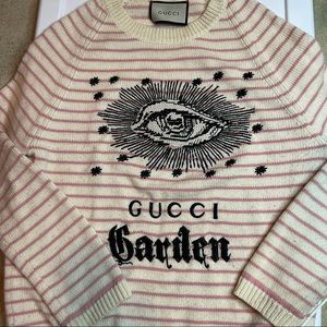 Gucci Eye garden pink striped sweater wool alpaca cotton blend
